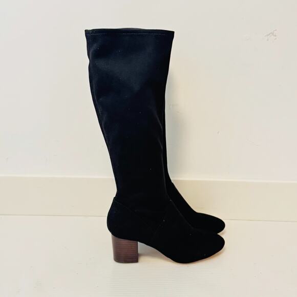 Boden Boots Womens 38 US 7 Black Knee High Stretch High Heel Pull On Shoes - Picture 1 of 11